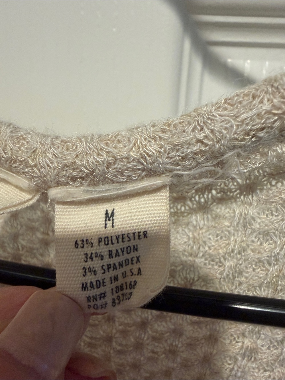 Light Beige Knit Button-Front Women’s Sweater with Front Tie - Picture 2 of 10